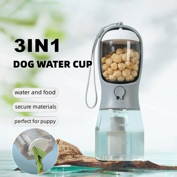 3-in-1 Dog Water Cup – Portable Food & Waste Bag