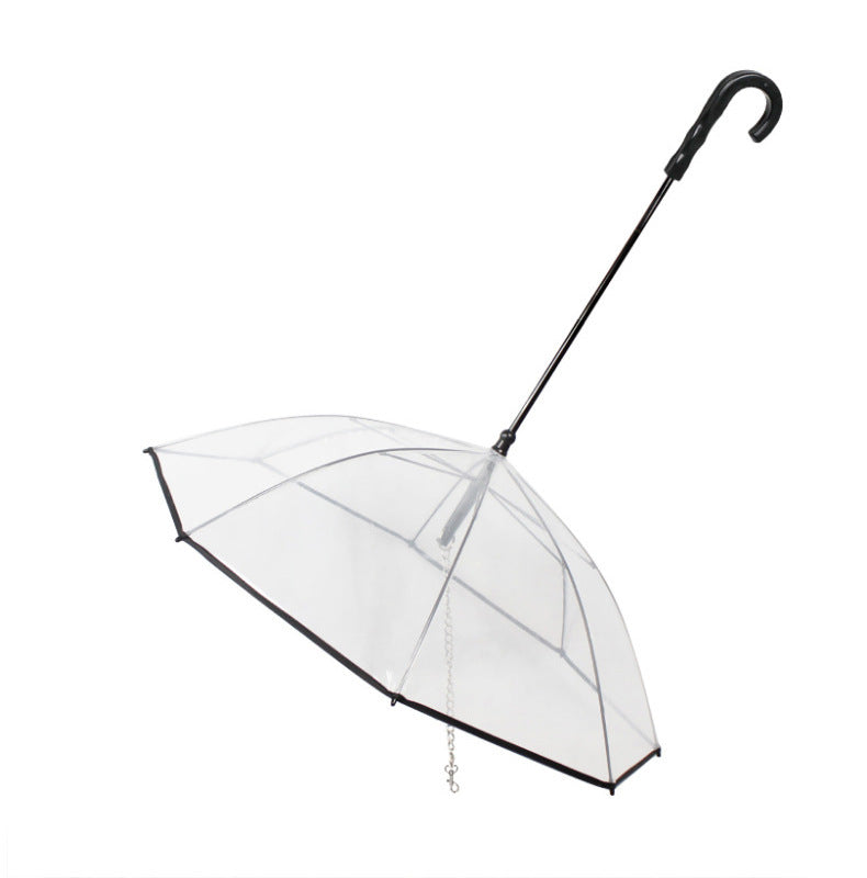 Dog Transparent Umbrella with Traction Chain – Pet Raincoat